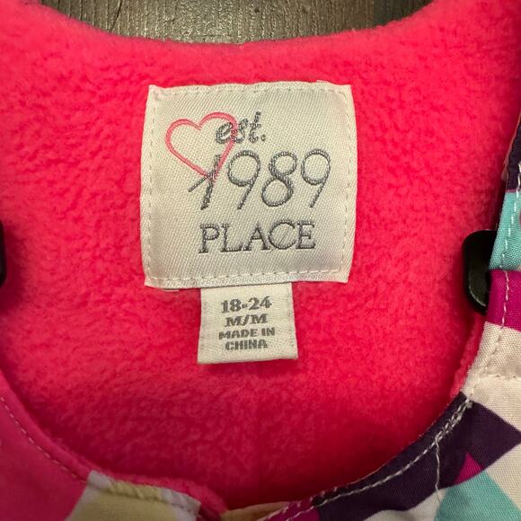 The Children’s Place Snowsuit Overalls Hearts Fleece Lined Toddler Size 18-24 Mo - Picture 6 of 11